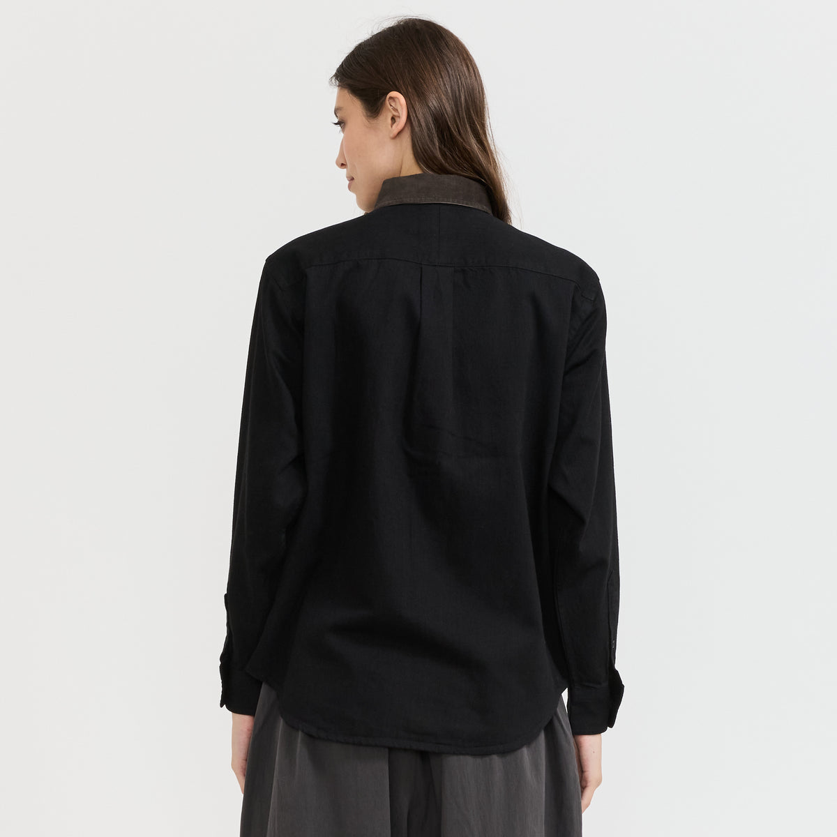 Danton | Regular Collar Shirt L/S Light Denim Black | Maplestore