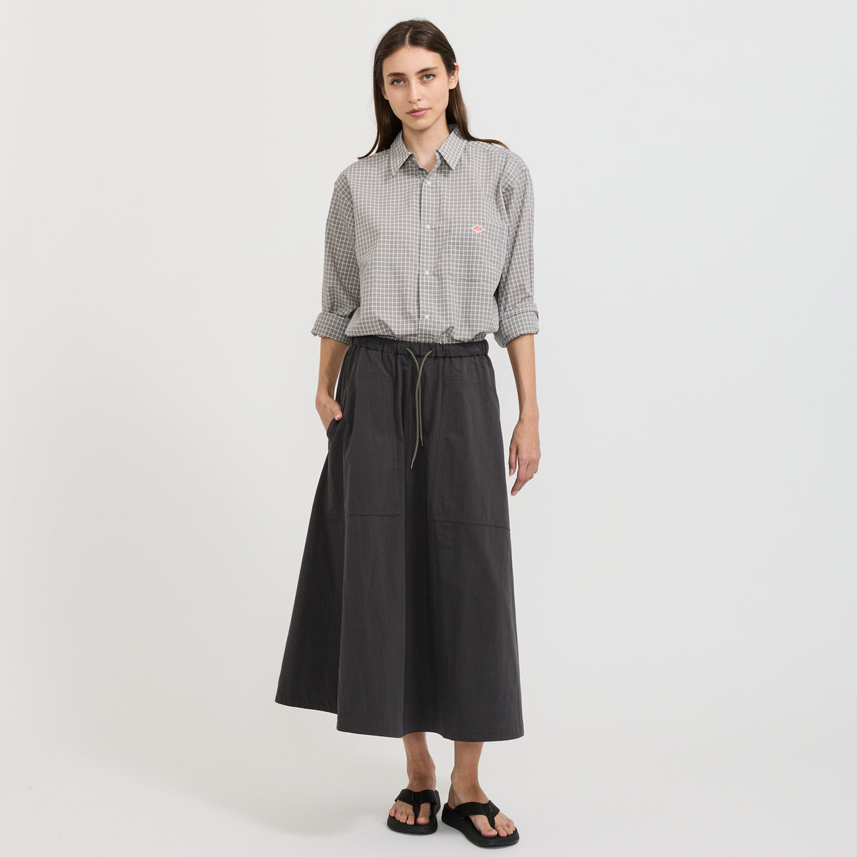 Danton | Easy Skirt Cotton/Nylon Twill Charcoal | Maplestore