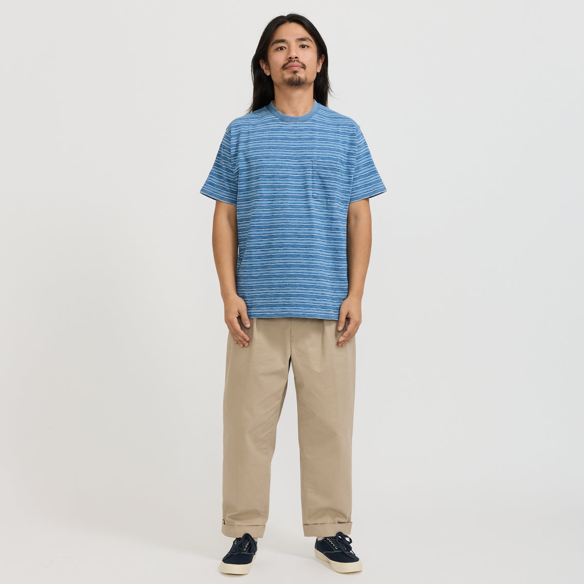 Beams Plus | Pocket Tee Indigo Stripe Sax | Maplestore