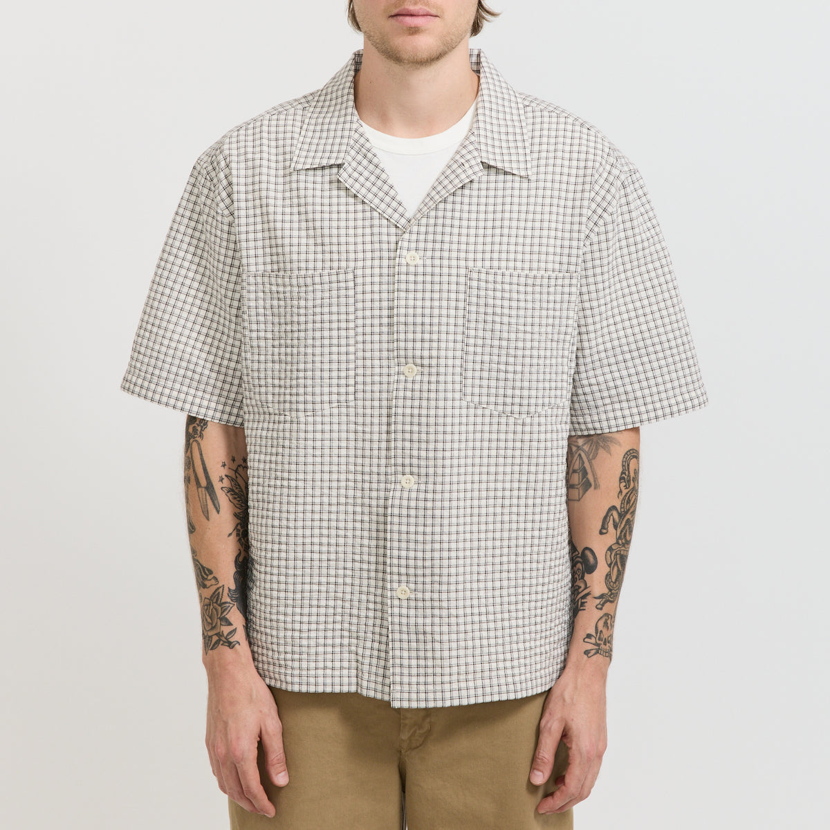 Norse Projects Mols Check SS Camp Shirt Ecru - image 5