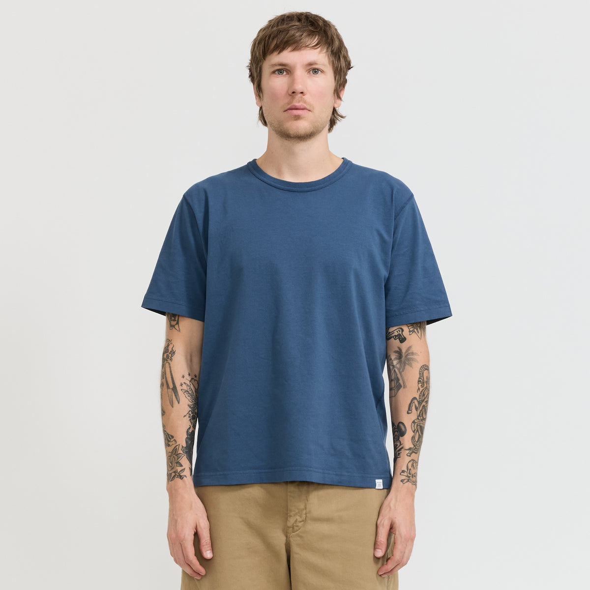 Norse Projects Elmelunde Soft Compact Cotton T-Shirt Dark Blue - image 1