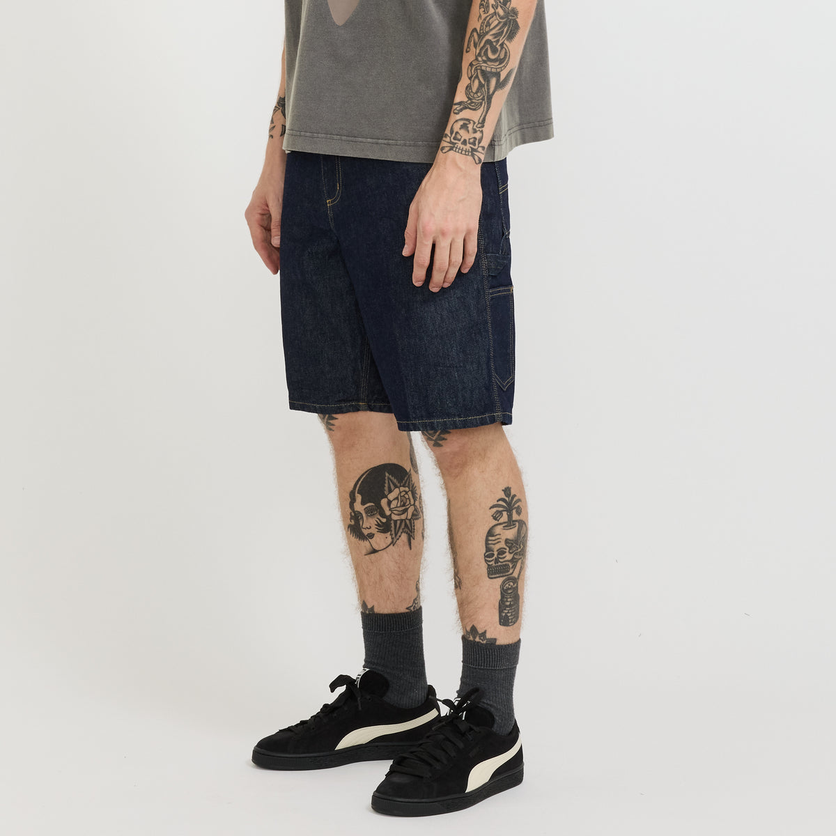 Single Knee Short Blue