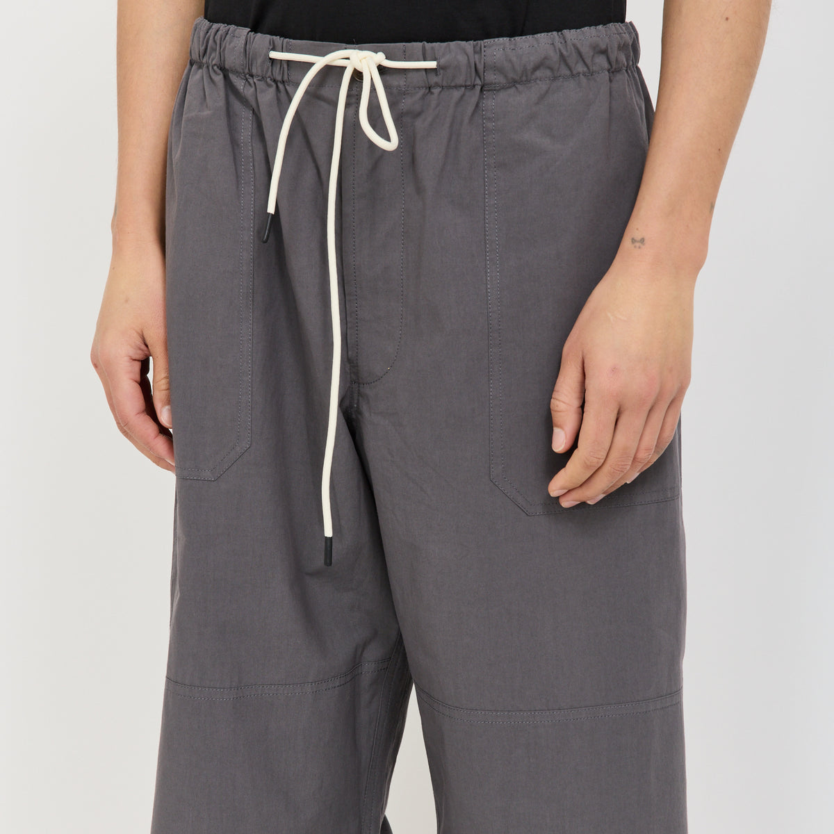 Crushed Cotton Workwear Pant Washed Black