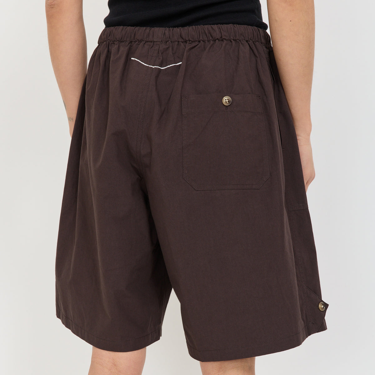 Crushed Cotton Workwear Short Chocolate Brown