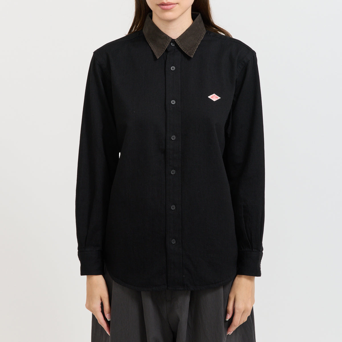 Danton | Regular Collar Shirt L/S Light Denim Black | Maplestore