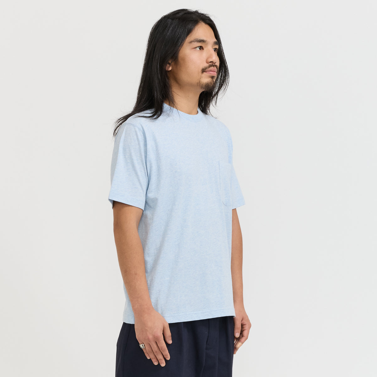 Beams Plus | Pocket Tee Solid Sax | Maplestore