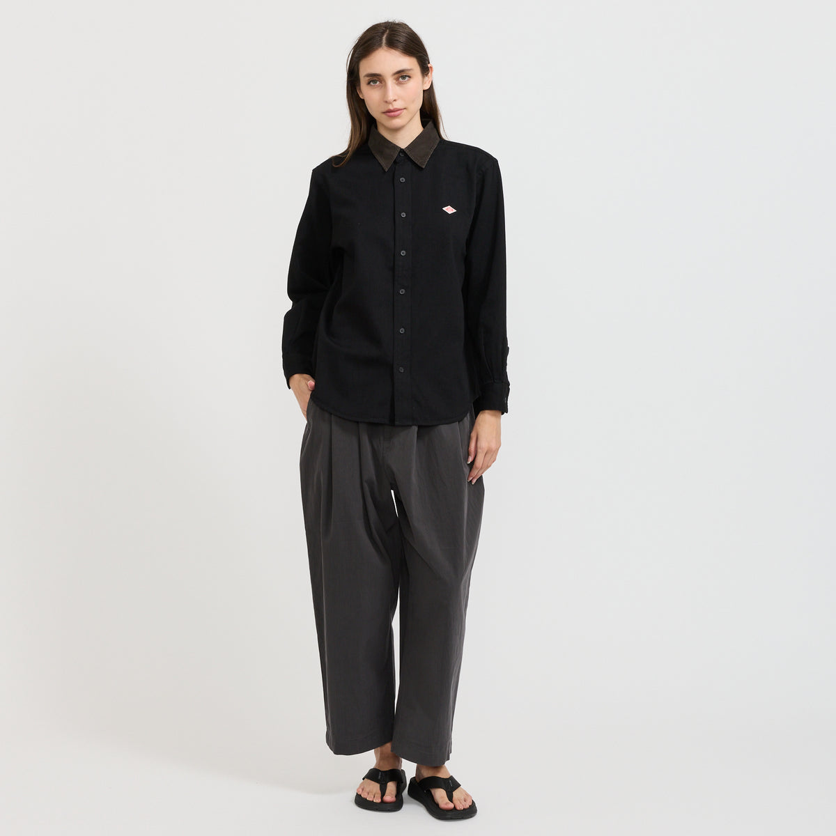 Danton | Regular Collar Shirt L/S Light Denim Black | Maplestore