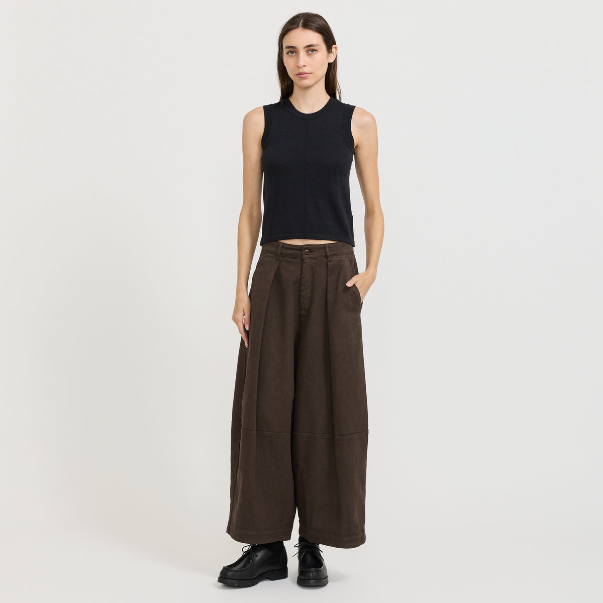 YMC Deadbeat Trouser in Brown - model retry plain