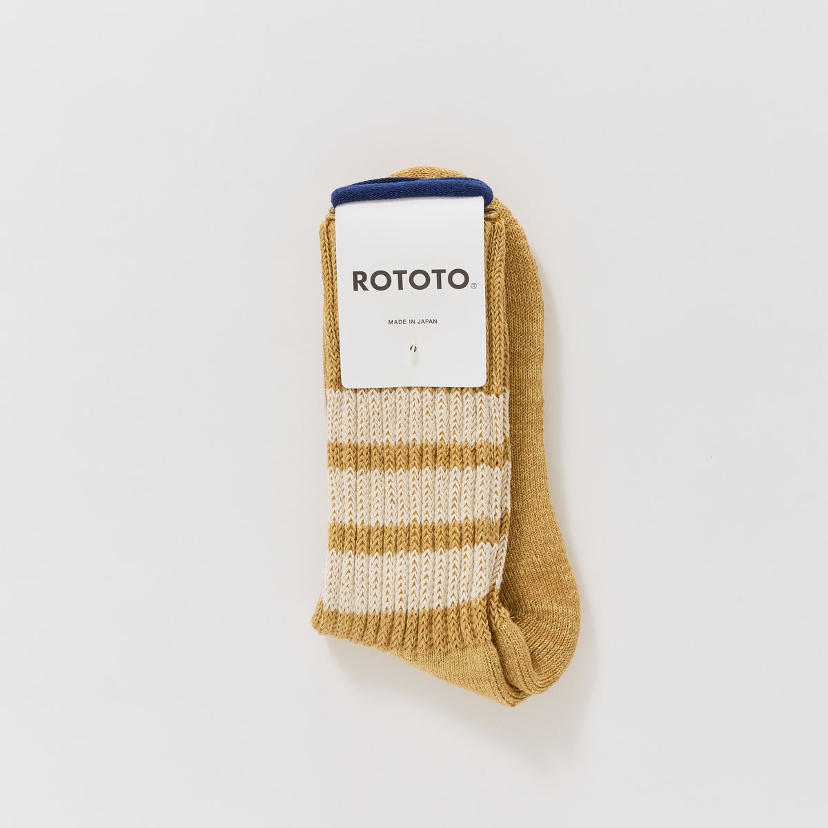 Rototo | Coarse Ribbed Crew Socks Yellow / Ivory | Maplestore