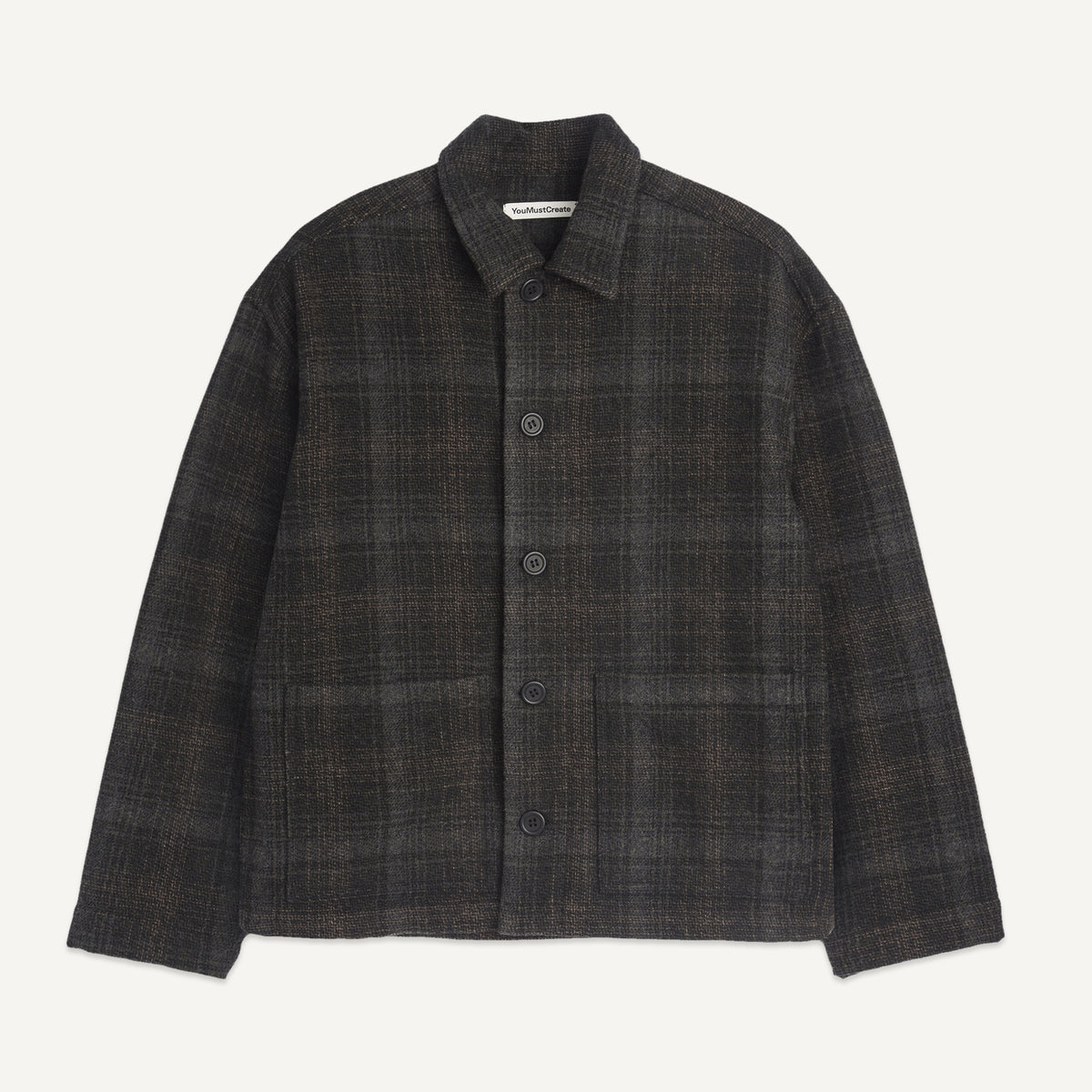 YMC PJ Overshirt in Brown Multi - front