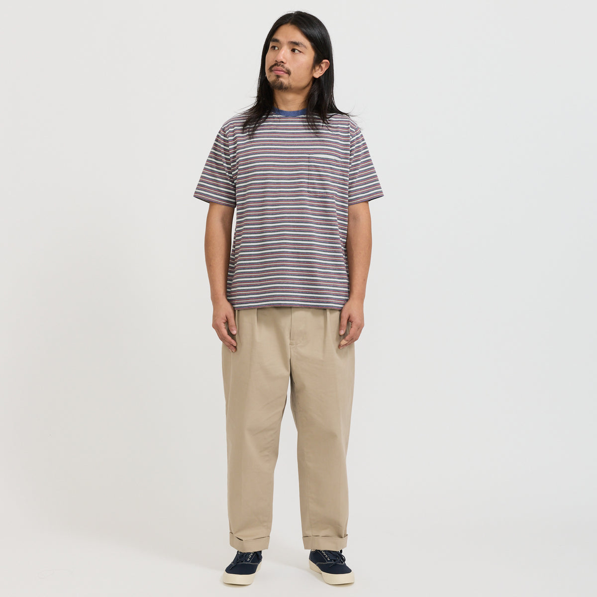 Beams Plus | Pocket Tee Multi Stripe 2 Blue | Maplestore