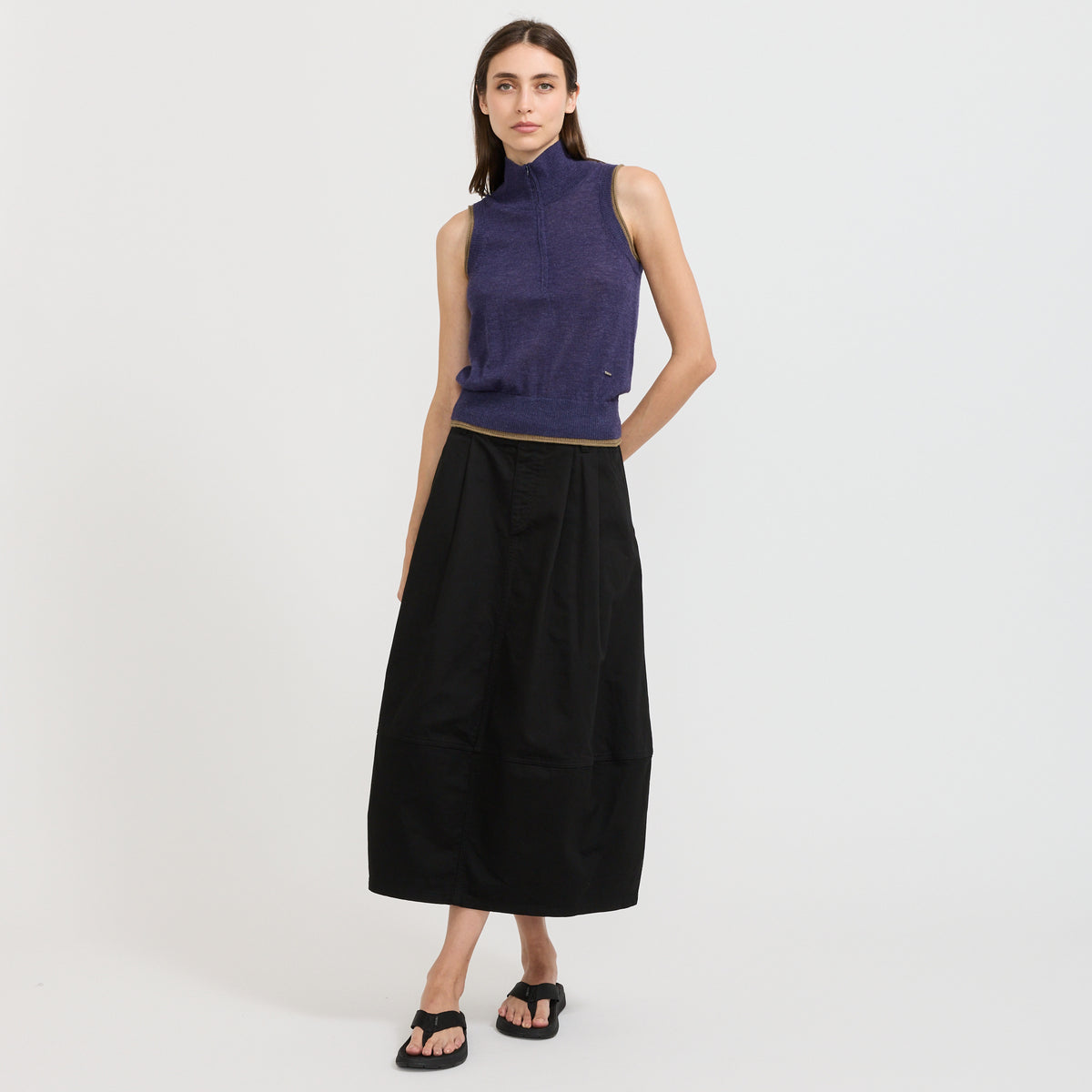 Danton | Cocoon Skirt Sateen Black | Maplestore