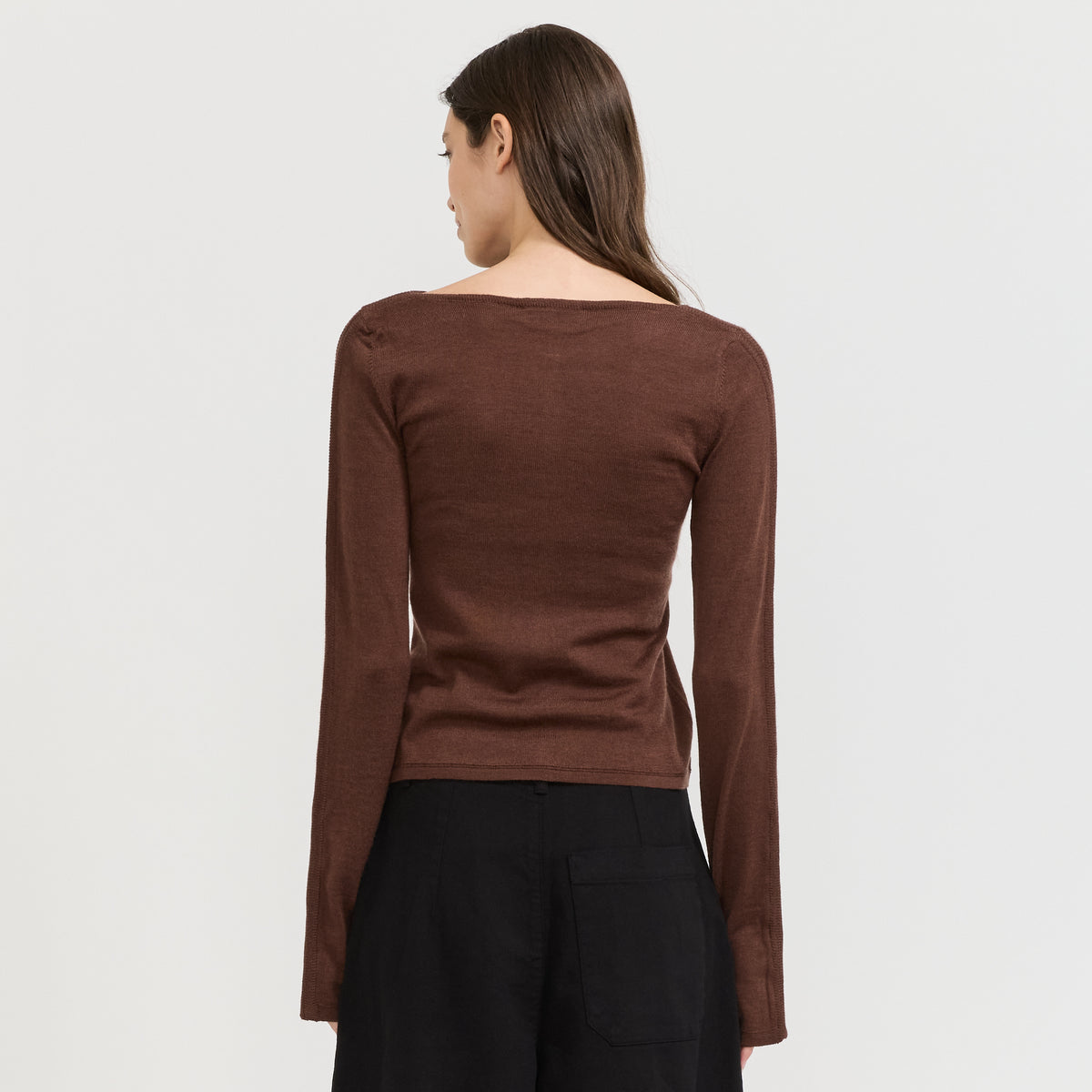 YMC Natalie Cardigan in Dark Brown - model 6