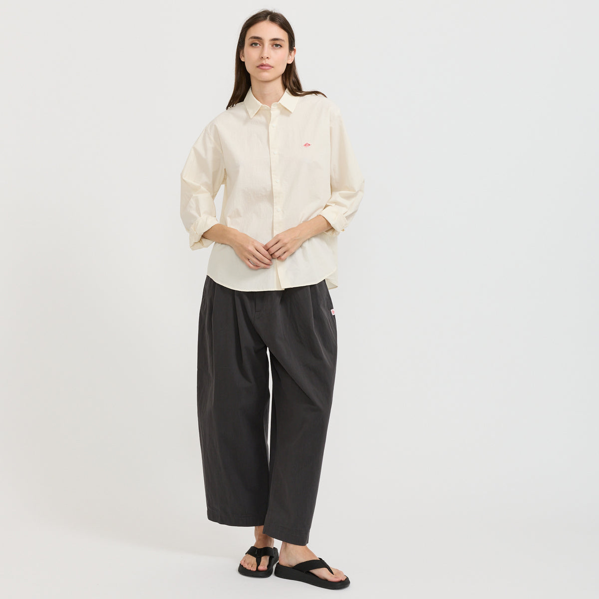 Danton | Womens Easy Pants Cotton/Nylon Twill Charcoal | Maplestore