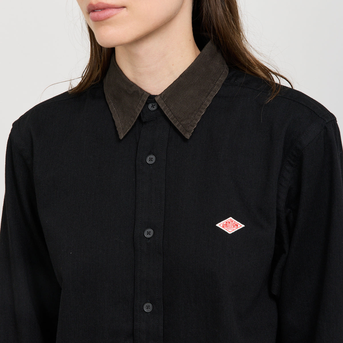 Danton | Regular Collar Shirt L/S Light Denim Black | Maplestore