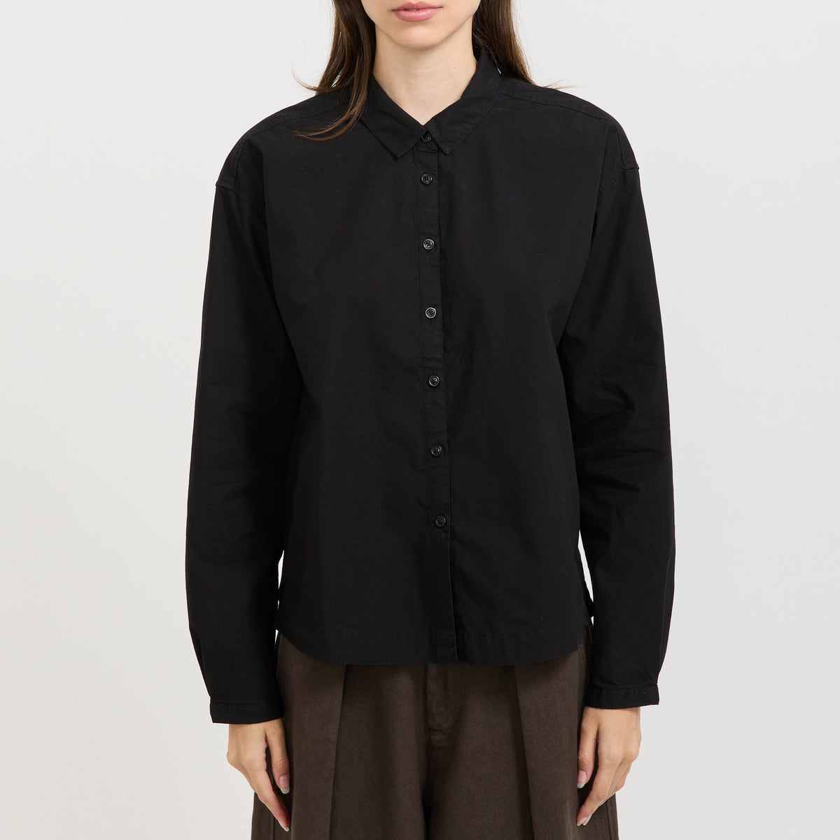 YMC Marianne Shirt in Black - model retry 8