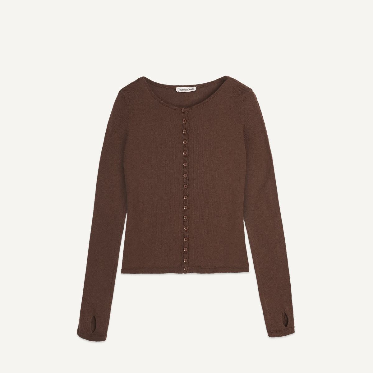 YMC Natalie Cardigan in Dark Brown - front