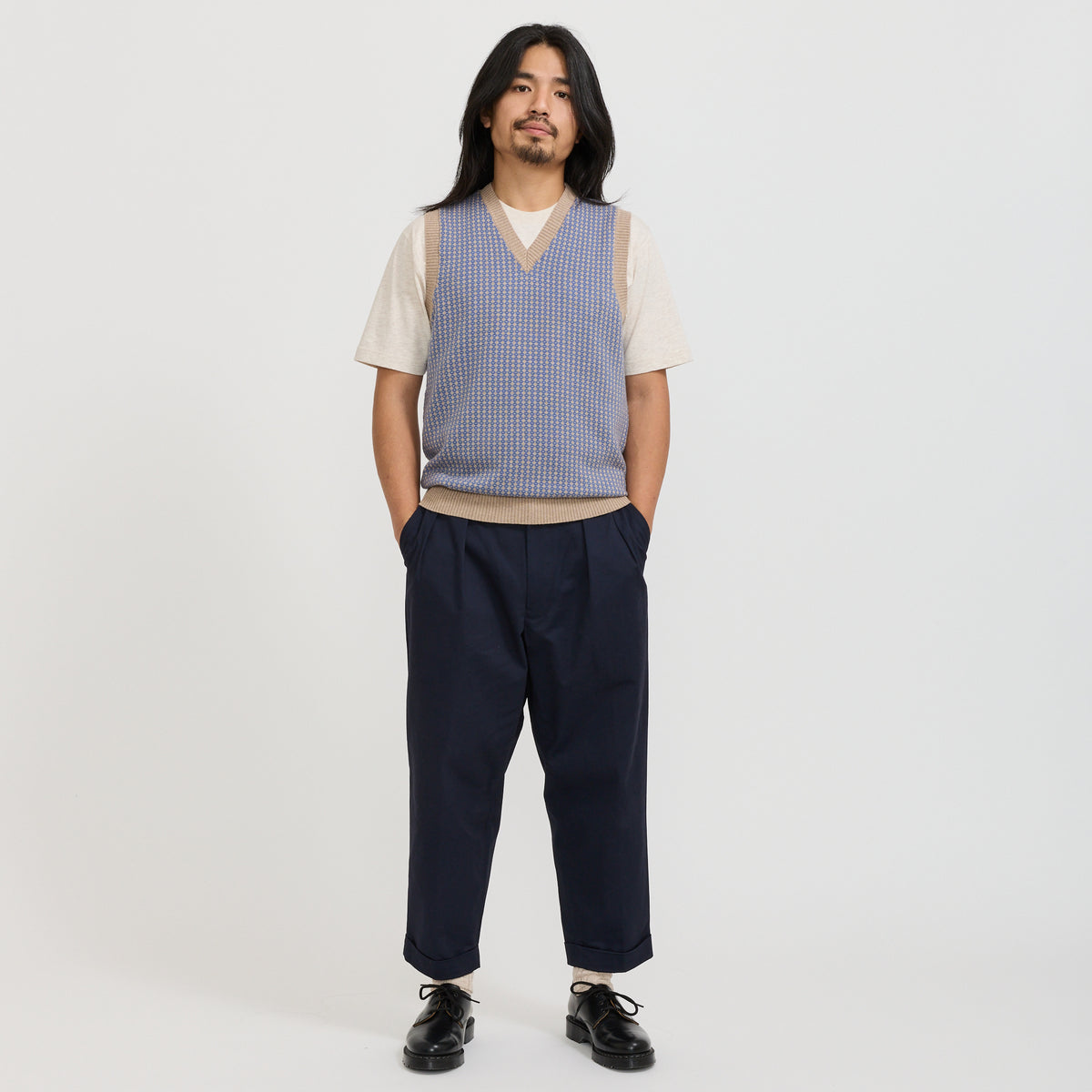 Beams Plus | Jacquard Vest Blue | Maplestore