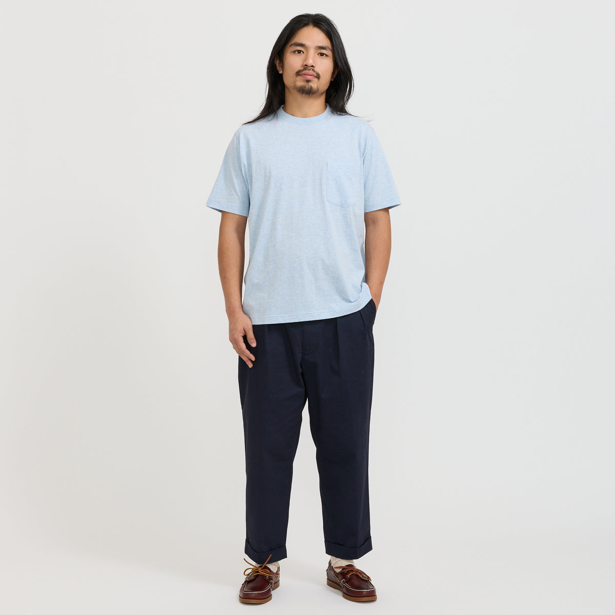 Beams Plus | Pocket Tee Solid Sax | Maplestore