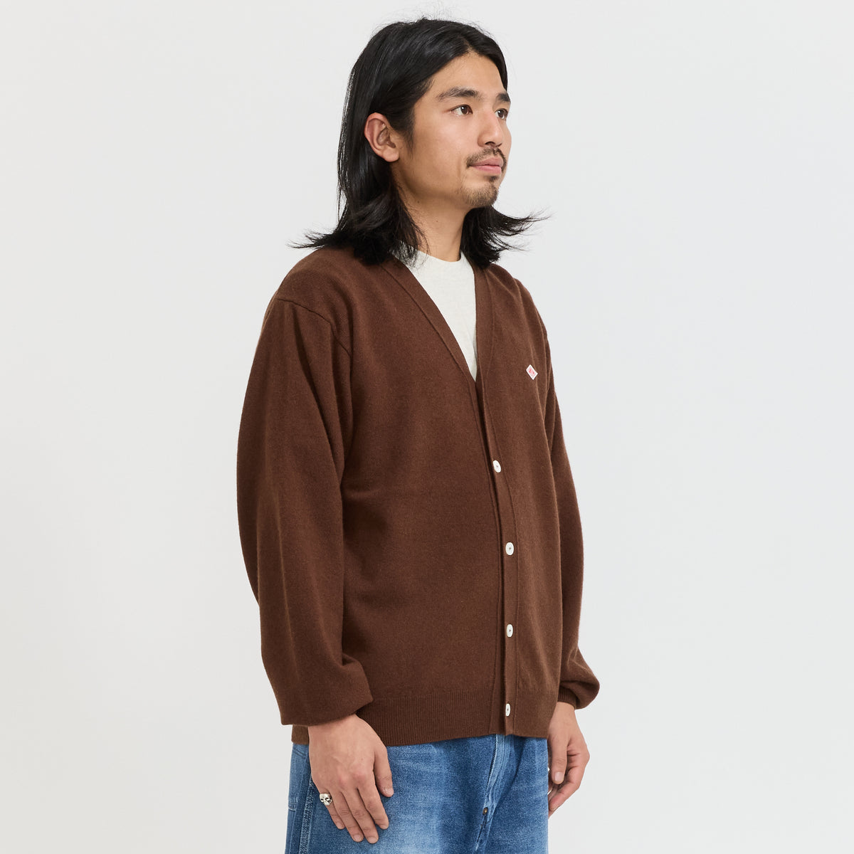 Danton | V Neck Cardigan Beige Brown | Maplestore