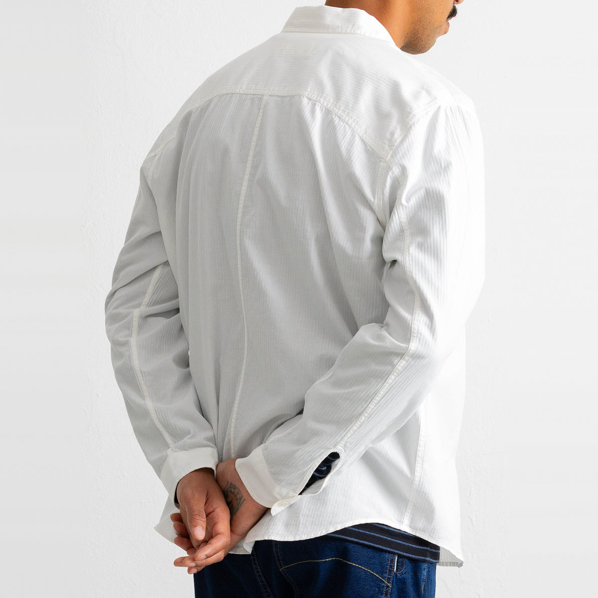 Herringbone Curve Shirt Off White