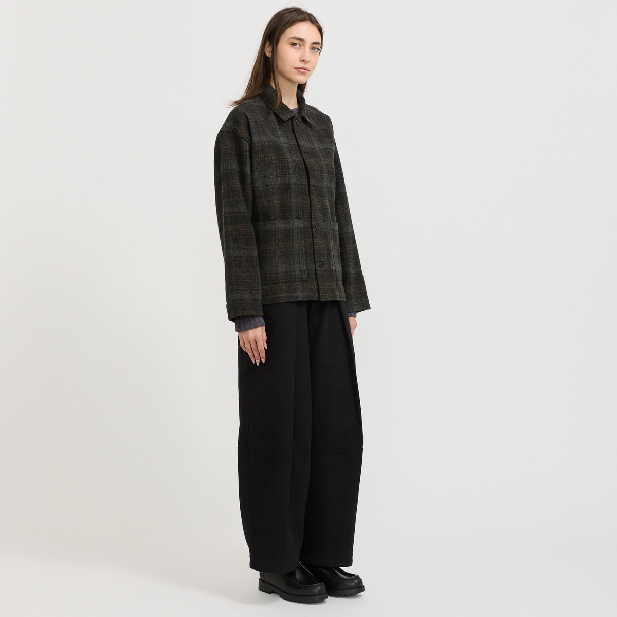 YMC PJ Overshirt in Brown Multi - model retry 5