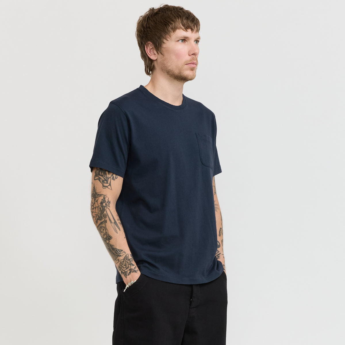 YMC Wild Ones T-Shirt in Navy - model retry3 3