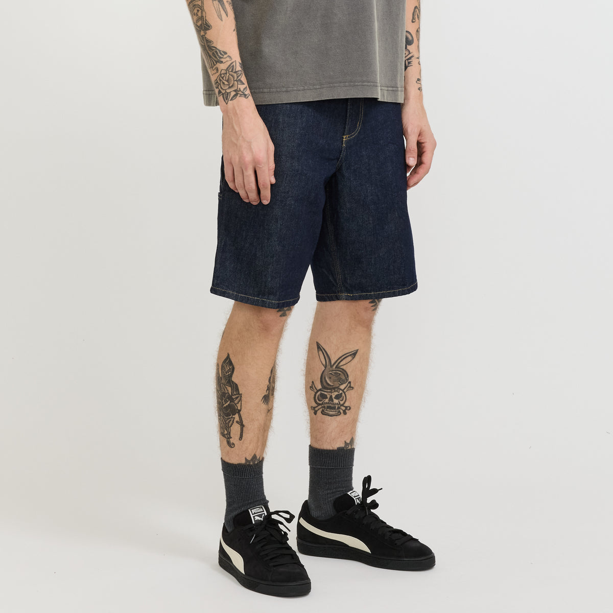 Single Knee Short Blue