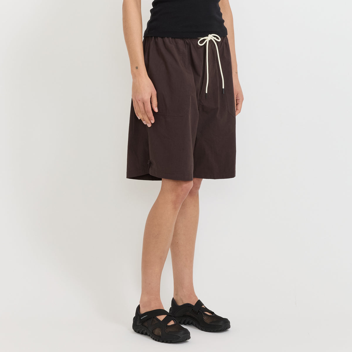 Crushed Cotton Workwear Short Chocolate Brown