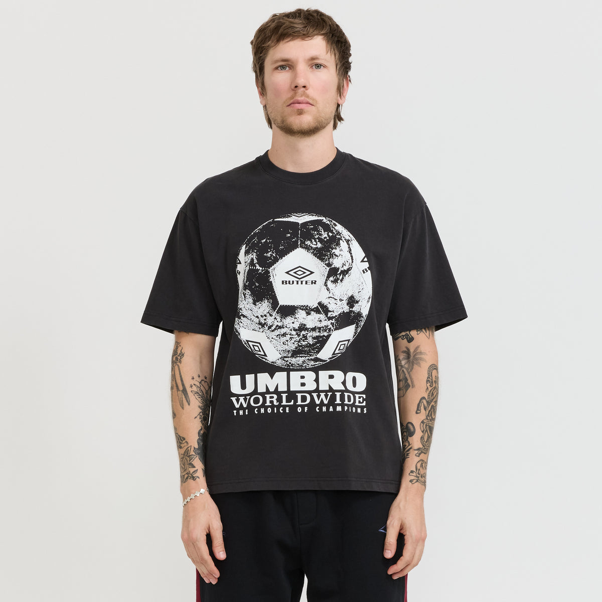Butter Goods x Umbro World Game Tee Washed Black