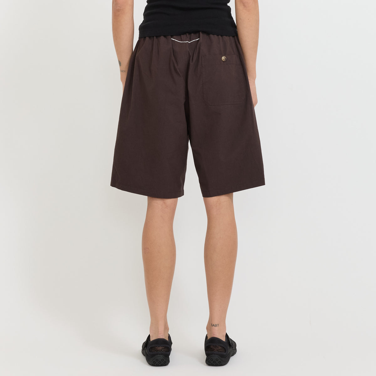 Crushed Cotton Workwear Short Chocolate Brown