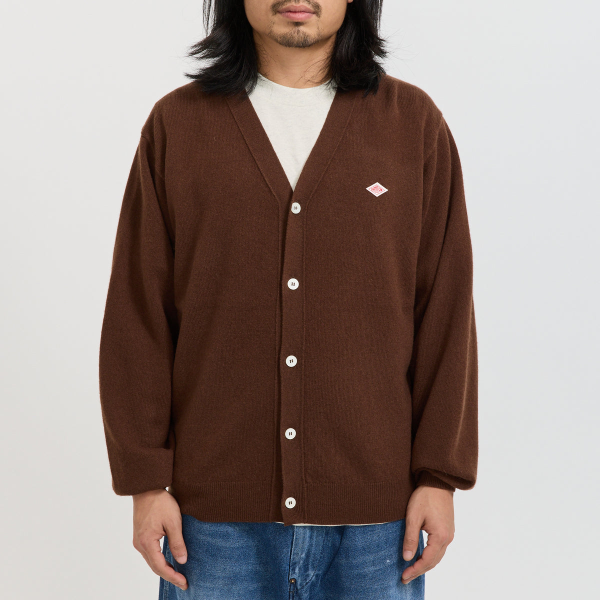 Danton | V Neck Cardigan Beige Brown | Maplestore