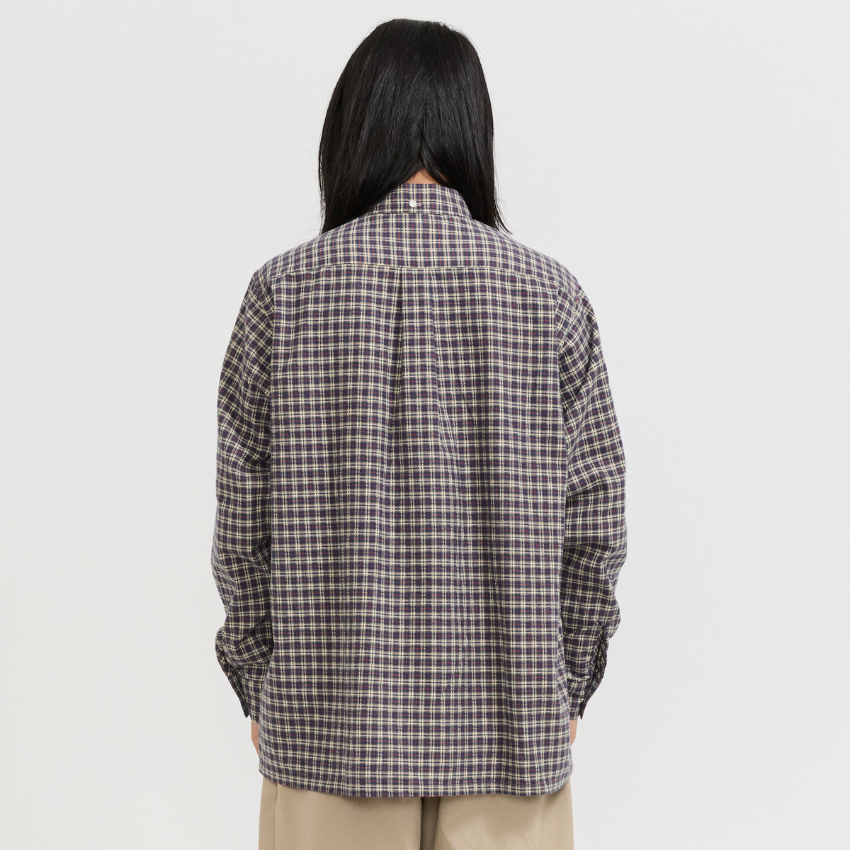 Beams Plus | Open BD Waffle Shirt Navy | Maplestore