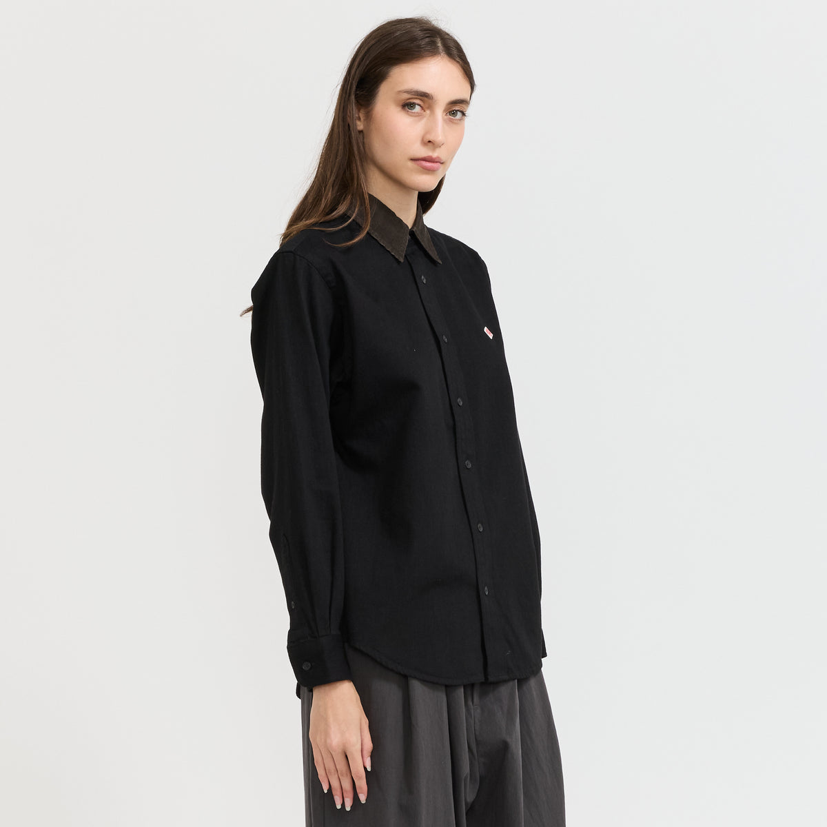 Danton | Regular Collar Shirt L/S Light Denim Black | Maplestore