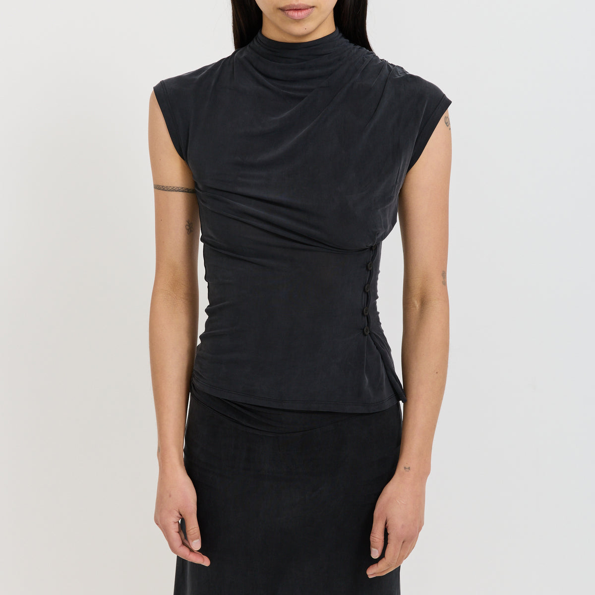 Kylie Button Top Graphite