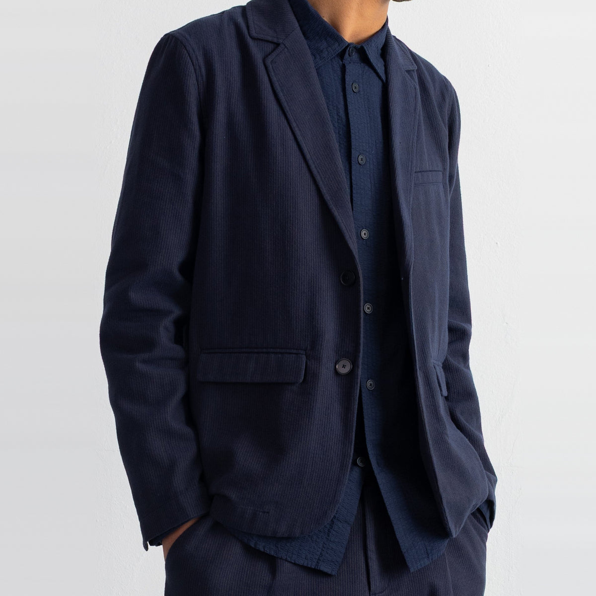 Assembly Blazer Navy Bronze Brushed Stripe