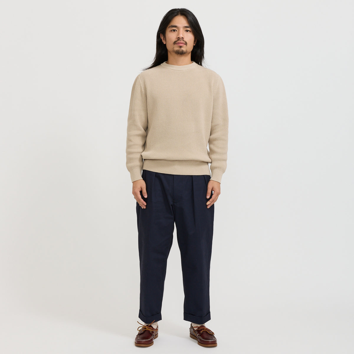 Mooncastle | Cotton Heavy Weight Crewneck Greige | Maplestore