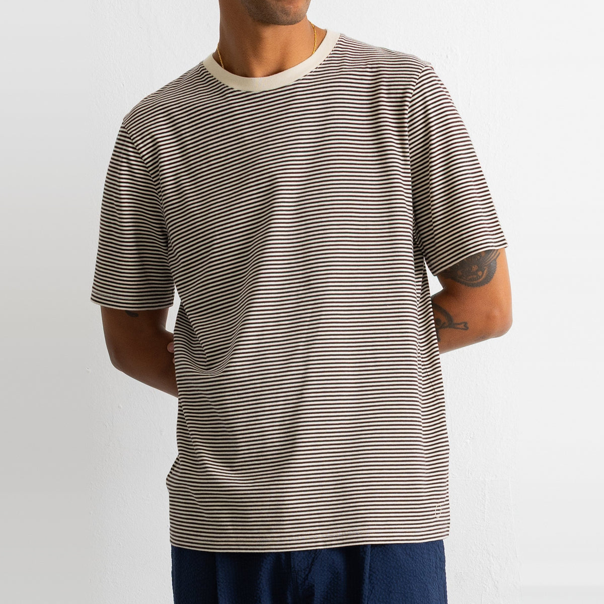 1X1 Stripe T-Shirt Espresso / Stone