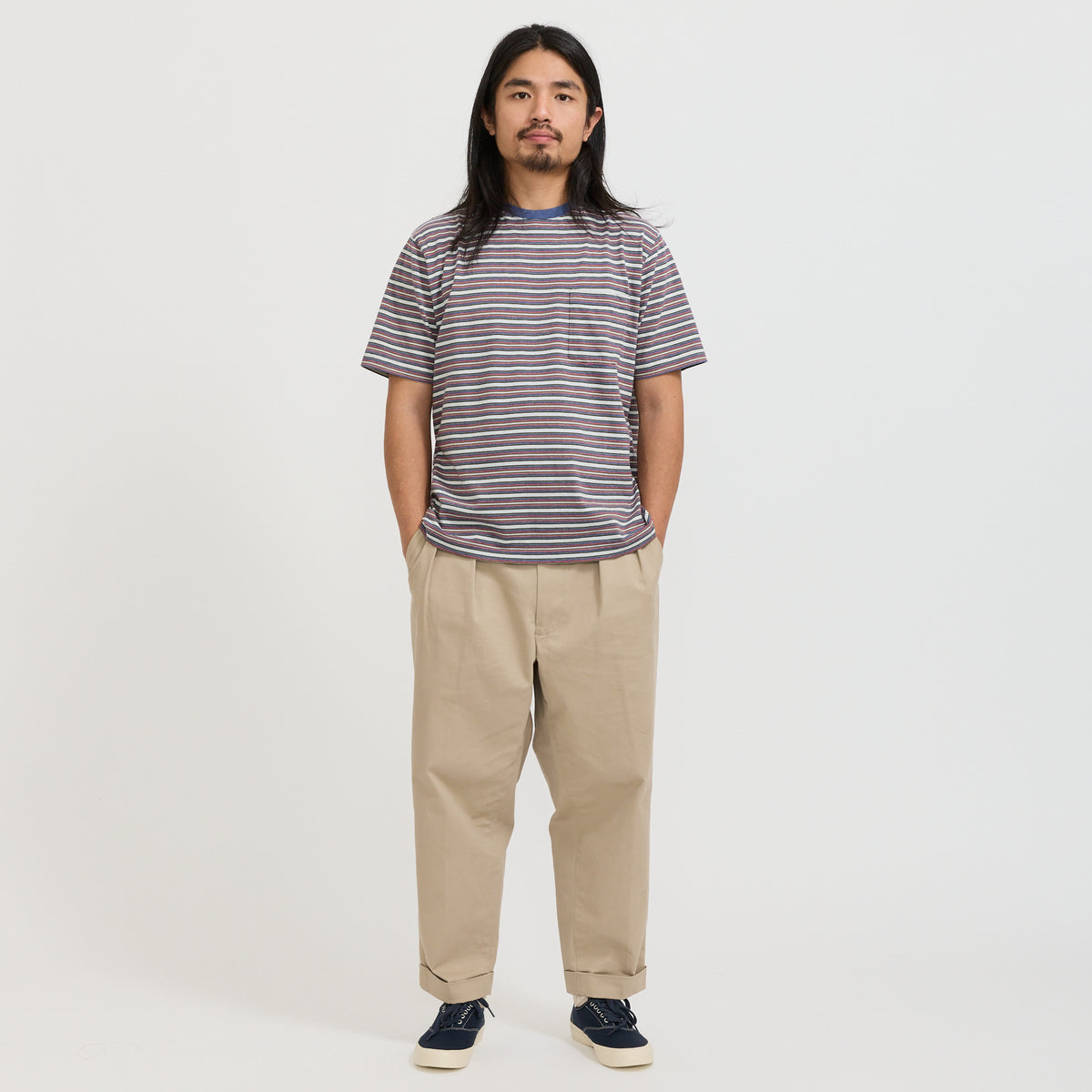 Beams Plus | Pocket Tee Multi Stripe 2 Blue | Maplestore