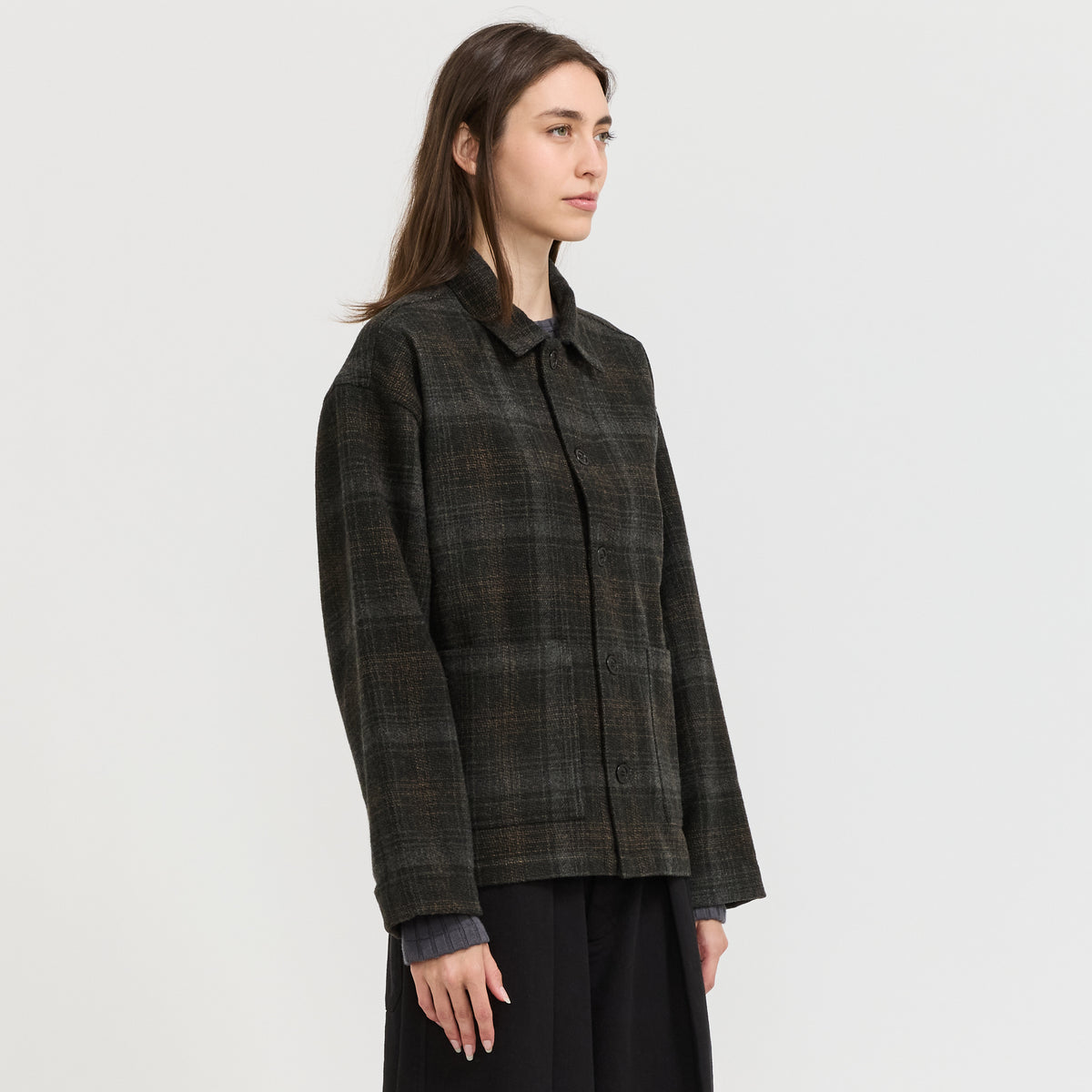 YMC PJ Overshirt in Brown Multi - model 5