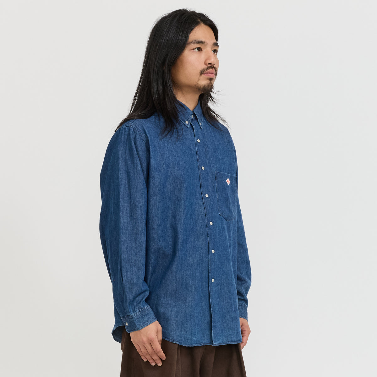 Danton | Dot Button B.D. Shirt L/S Light Indigo | Maplestore