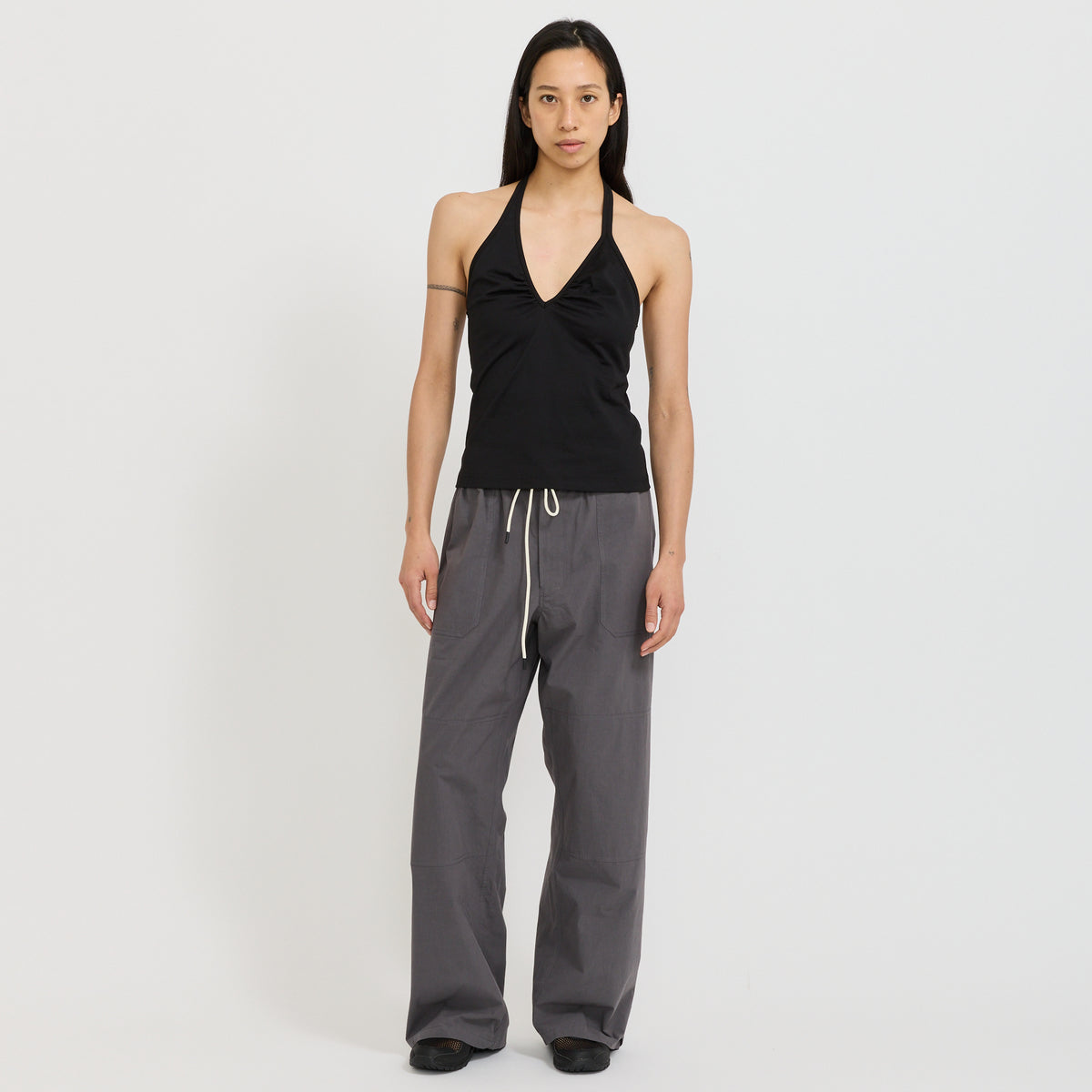 Crushed Cotton Workwear Pant Washed Black