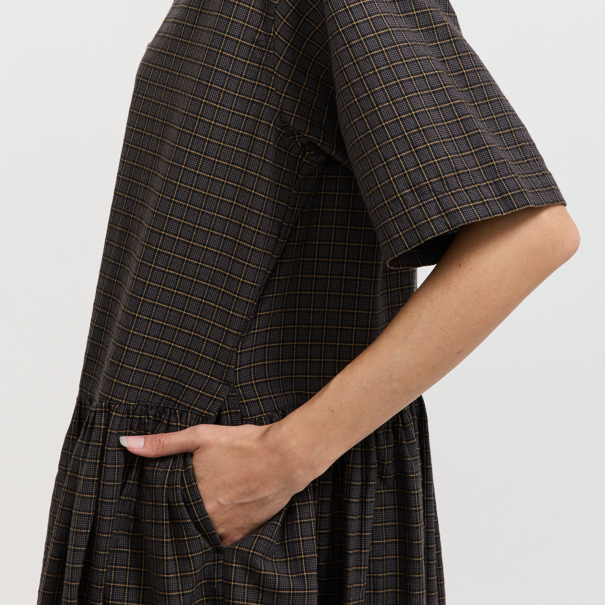 YMC Parklife Dress in Grey Multi - model 5