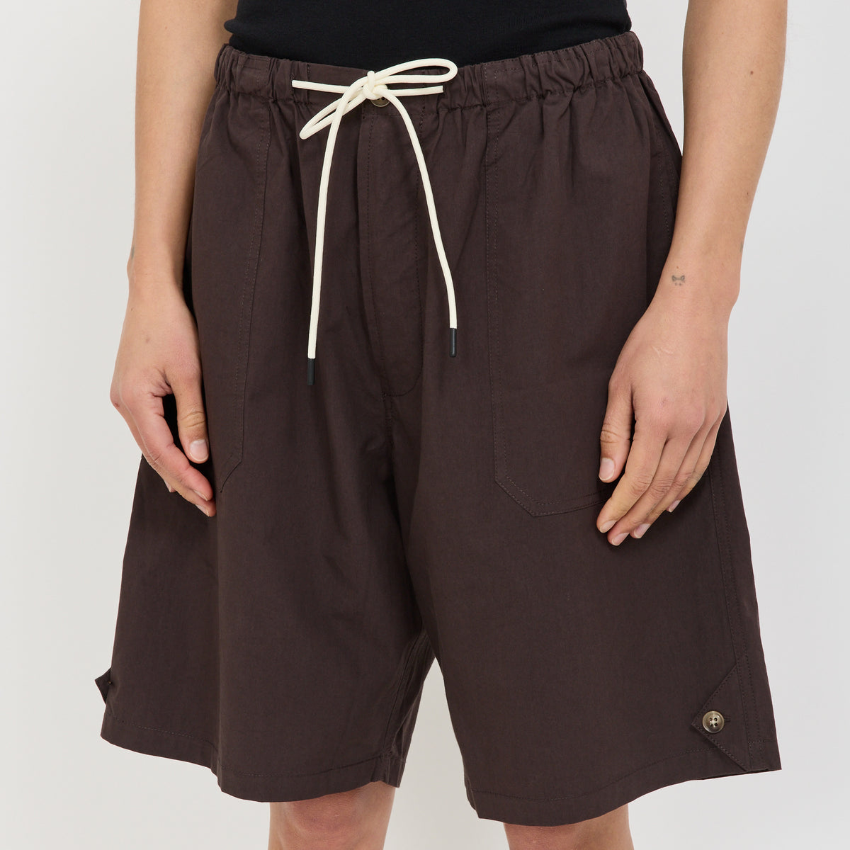 Crushed Cotton Workwear Short Chocolate Brown