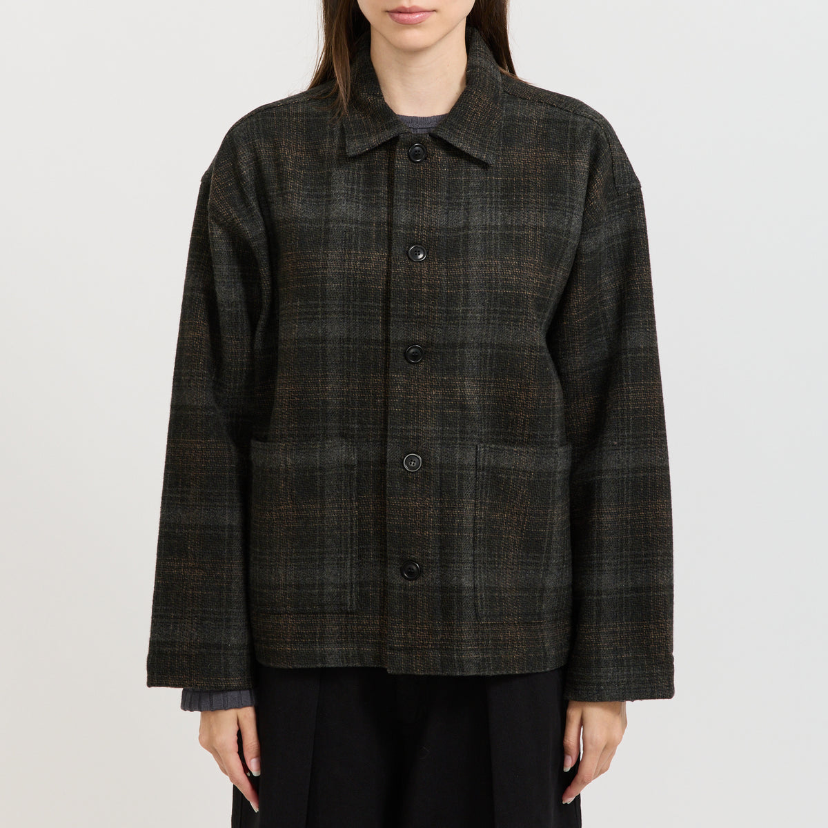 YMC PJ Overshirt in Brown Multi - model retry 7