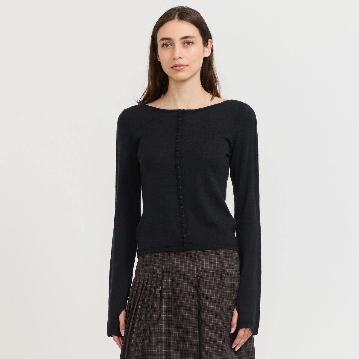 YMC Natalie Cardigan in Black - model 1