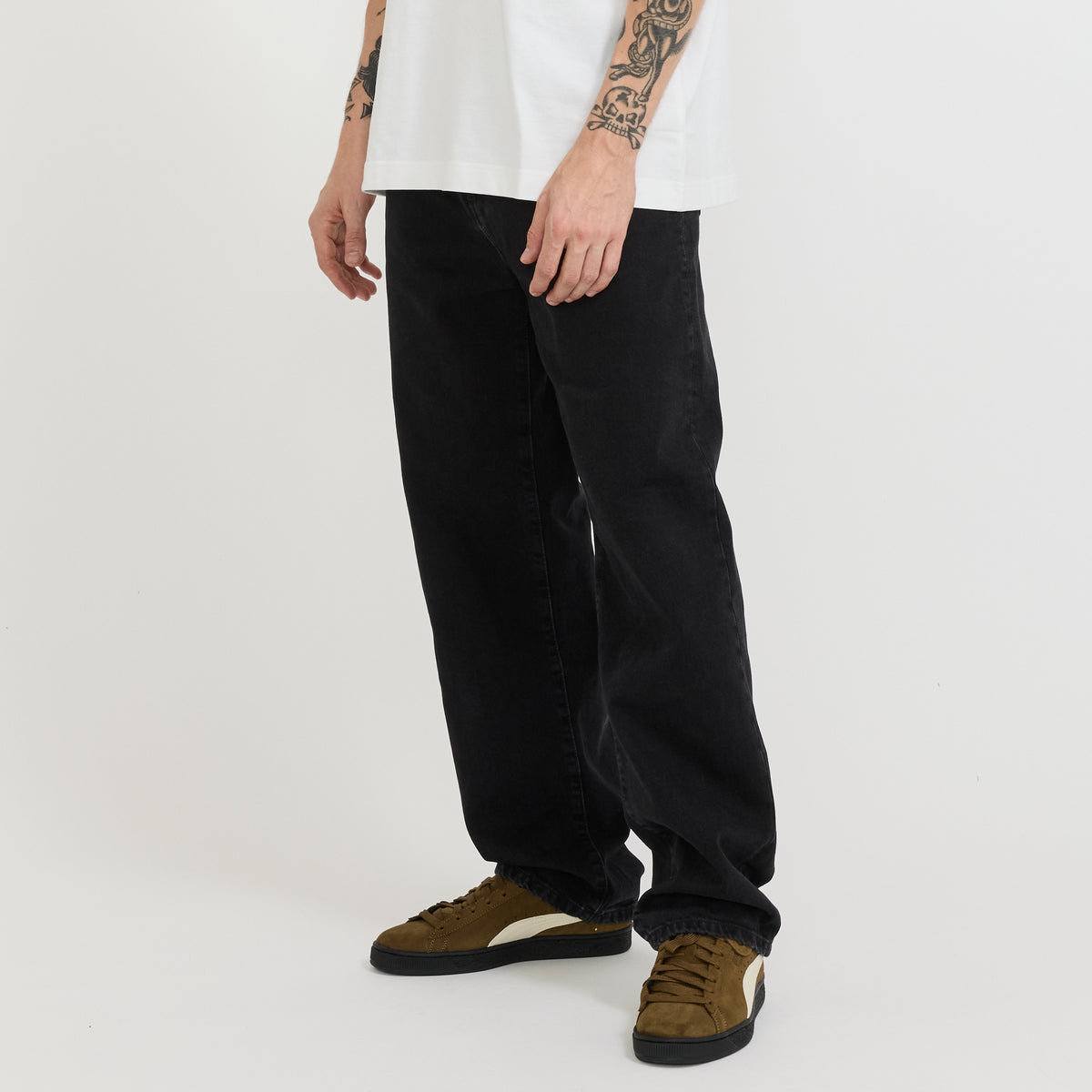 Aaron Pant Black Stone Washed Contrast Stitch