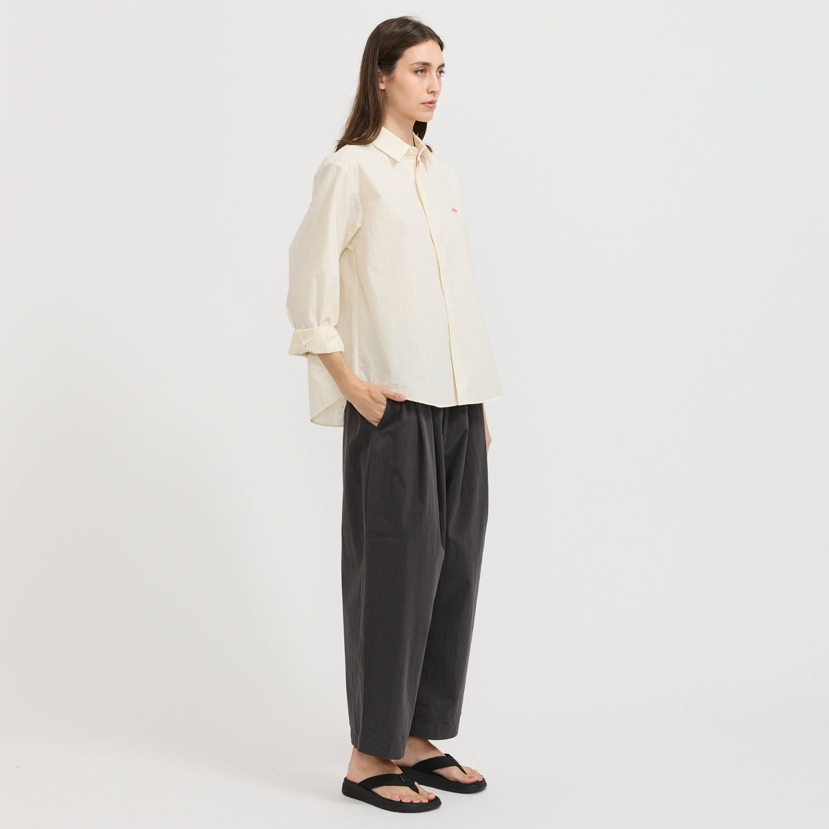 Danton | Womens Easy Pants Cotton/Nylon Twill Charcoal | Maplestore