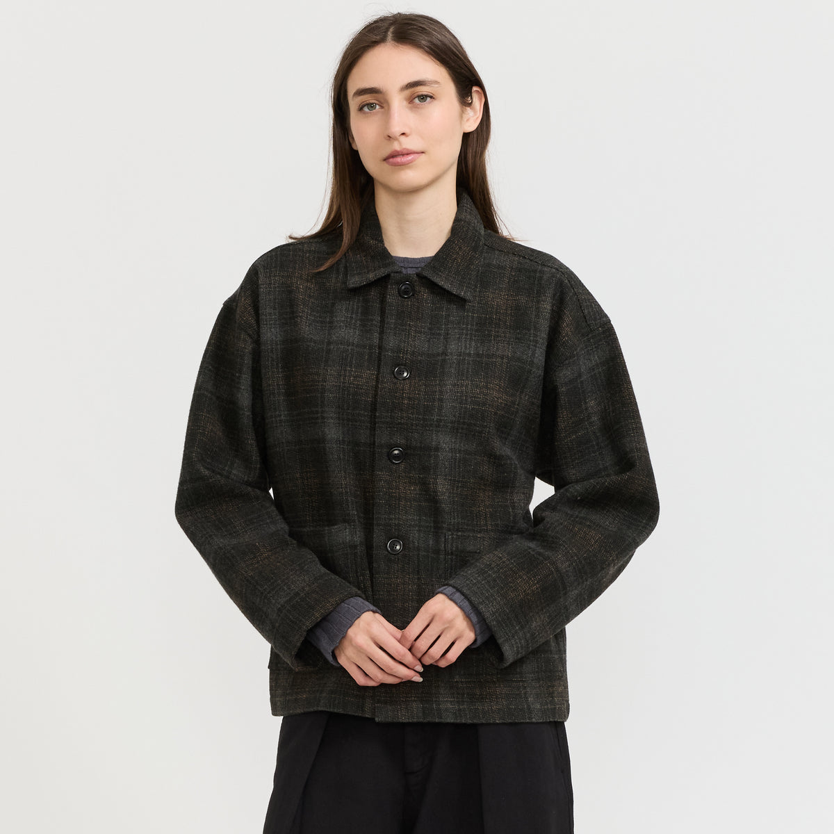 YMC PJ Overshirt in Brown Multi - model retry4 2