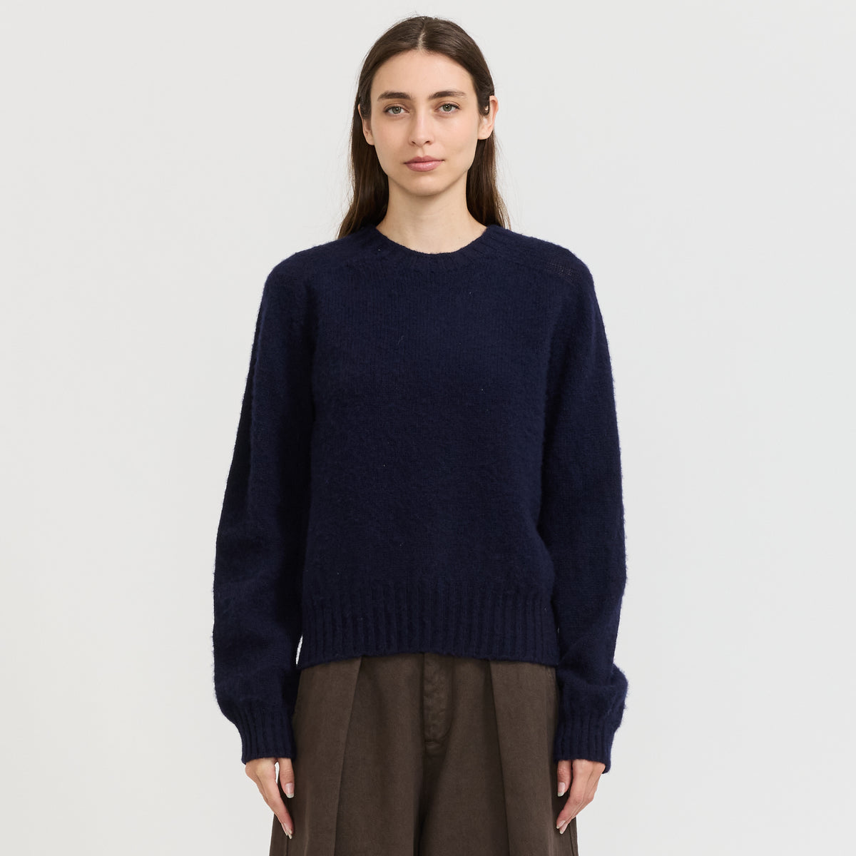 YMC Jets Crew Knit in Navy - model 2